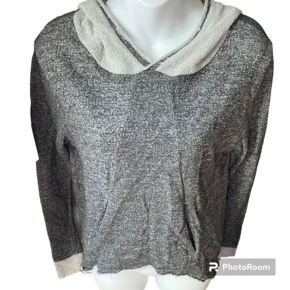 ✨Elan Asymm Gray/Blk Hoodie w Raw Edge Sweatshirt ✨ - Picture 2 of 4